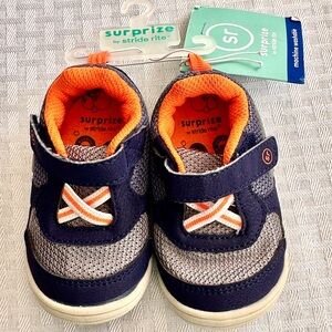 Surprize by Stride Rite Rush Toddler Sneakers 4 Navy Orange Velcro NWT